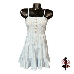 33 NOBO Pastel Blue Floral Mini Dress SMALL Coquette Boho Cottagecore Auction